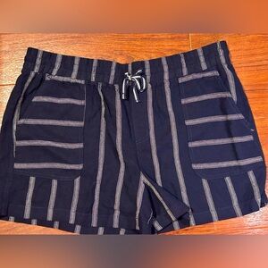 Maurices XL Navy Blue Linen Shorts W/ Pin Strips EUC